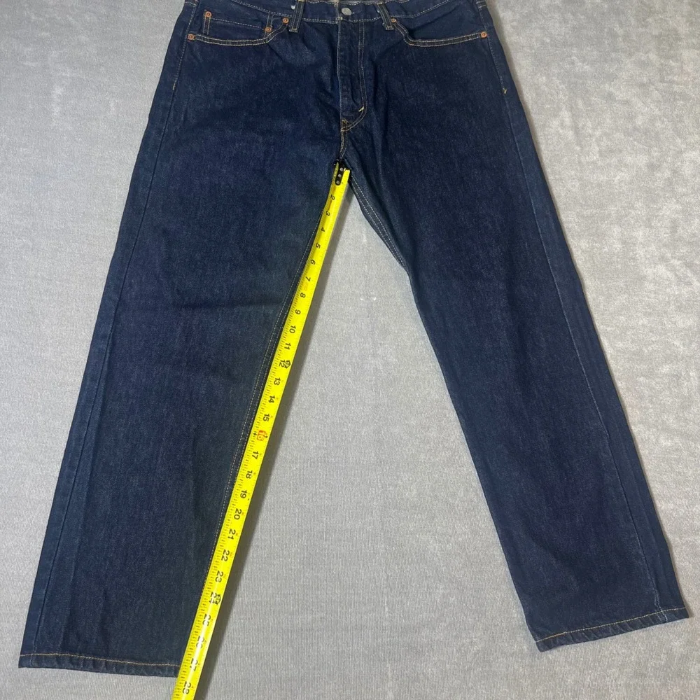 Levis 505 Regular Fit Jeans Mens 36x29 Dark Indigo Blue Straight Leg
